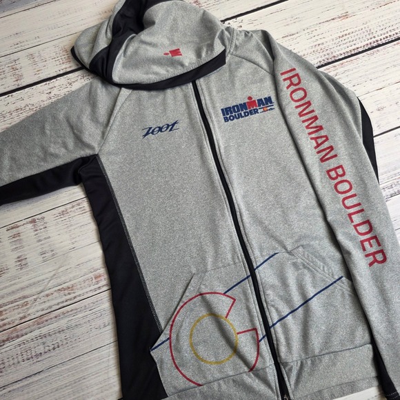 Zoot Sweaters - Zoot Ironman Boulder Full Zip Hoodie Womens Large Gray Black Colorado Athletic L